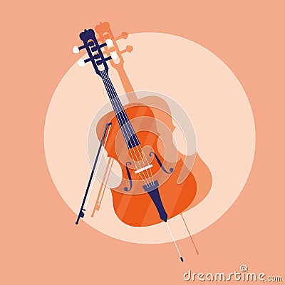 Fiddle classical instrument icon Vector Illustration