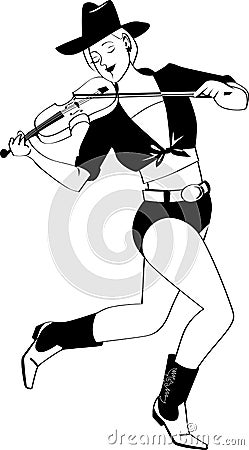Fiddler girl dancing Vector Illustration
