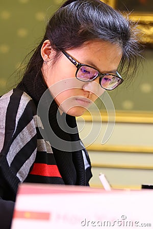 FIDE Women's World Chess Championship Match Mariya Muzychuk vs Hou Yifan Editorial Stock Photo