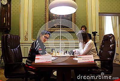 FIDE Women's World Chess Championship Match Mariya Muzychuk vs Hou Yifan Editorial Stock Photo
