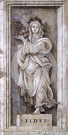 Fides, detail of Filippino Lippi's fresco in Santa Maria Novella Principal Dominican church in Florence, Italy Stock Photo