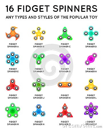 Fidget Hand Spinner Toys flat Vector Illustration