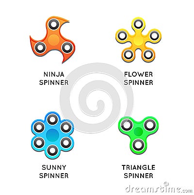 Fidget Hand Spinner Toys flat Vector Illustration