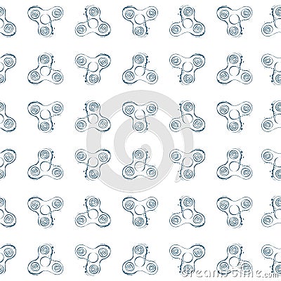 Fidget spinner hand drawing illustration seamless pattern Vector Illustration