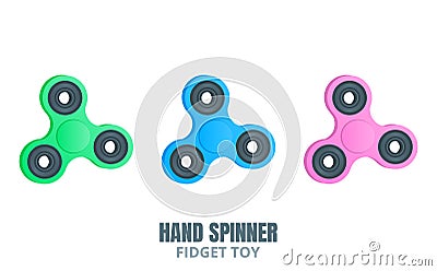 Fidget spinner. Hand spinner in trendy flat style. Stress relieving spinners toy. Vector Illustration