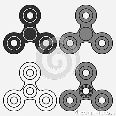 Fidget spinner icon set. Toy for stress relieving and increased focus. Vector. Vector Illustration