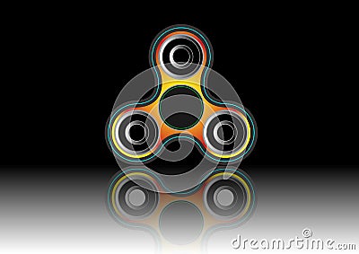 Fidget spinner icon - toy for stress relief and improvement of attention span. Filled multicolor and black color. Vector Illustration