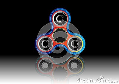 Fidget spinner icon - toy for stress relief and improvement of attention span. Filled multicolor and black color. Vector Illustration