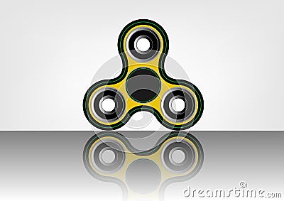 Fidget spinner icon - toy for stress relief and improvement of attention span. Filled with yellow and black color. Vector Illustration