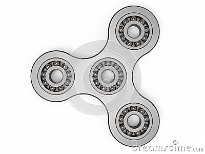 Fidget spinner stress relieving toy gray on white. 3d illustration. Cartoon Illustration