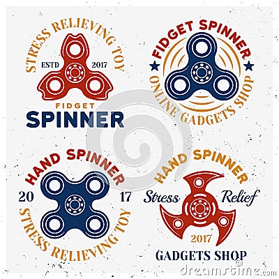 Fidget spinners colored vector emblems Vector Illustration