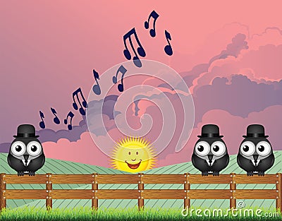 Unappreciated dawn chorus Vector Illustration