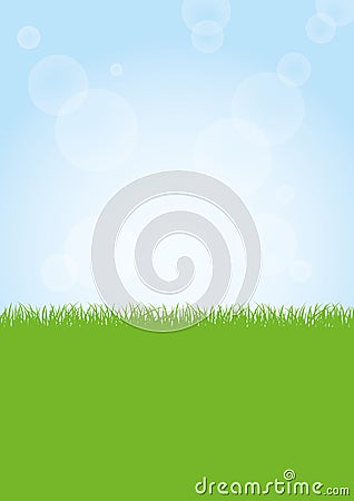 Field of green grass and blue sky background illustration Vector Illustration