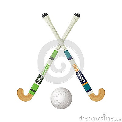 Field hockey equipment and small ball vector illustration Vector Illustration