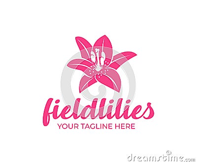 Field lily, flower, fashion, spa and beauty salon, logo design. Nature, plant, bloom and flora, vector design Vector Illustration