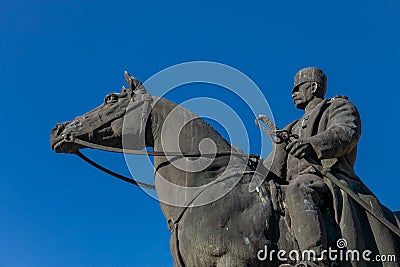 Field Marshal Vojvoda Zivojin Misic, monument in Mionica, town Serbia Stock Photo