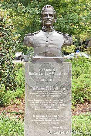 Field Marshall Ramon Castilla y Marquesado at Hawkins Sculpture Walk at McGovern Centennial Gardens, Hermann Park in Houston, Texa Editorial Stock Photo