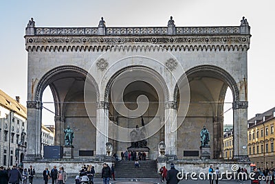 Field Marshall`s Hall at Odeosplatz in Munich, Germany, 2015 Editorial Stock Photo