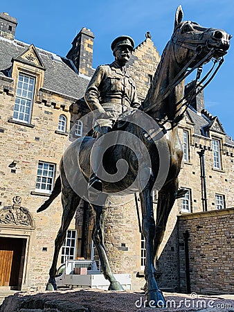 Equestrian bronze statue of Field Marshall Sir Douglas Haig at the Edinburgh Castle Scotland Editorial Stock Photo