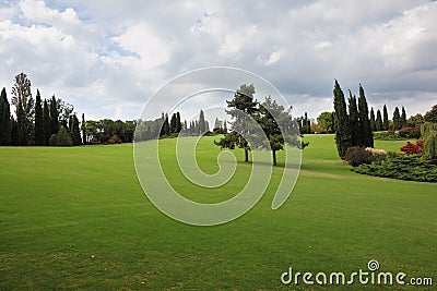 A field in a park-garden Sigurta Stock Photo
