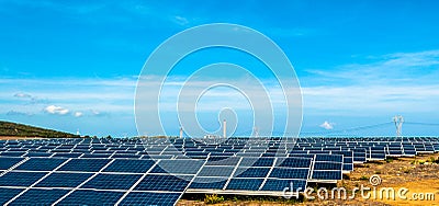Field of photovoltaic panel in sunny day Stock Photo