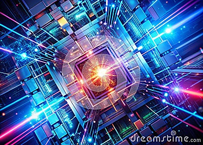 Exploring the Future of Computing Minimalist Quantum Computings Potential for Innovation and Technological Advancement Stock Photo