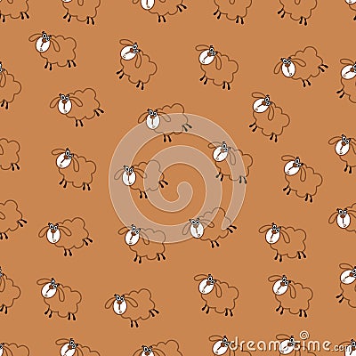 Field of sheep seamless texture Vector Illustration