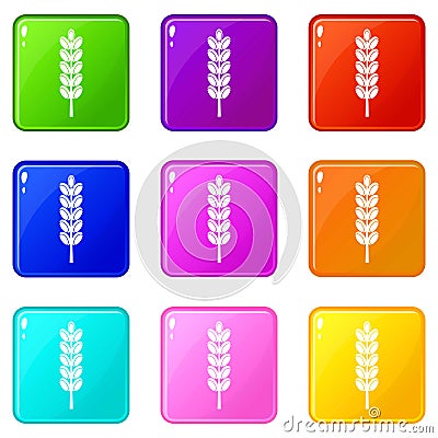 Field spike icons 9 set Vector Illustration