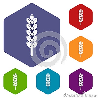 Field spike icons set hexagon Vector Illustration