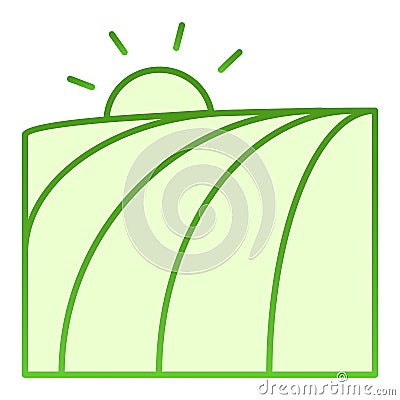 Field and sun flat icon. Agriculture green icons in trendy flat style. Nature landscape gradient style design, designed Vector Illustration