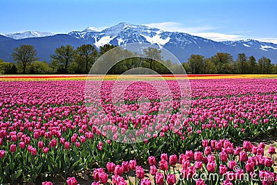 Field of tulips Stock Photo