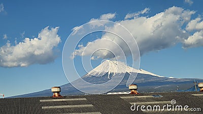 Field view to fujiyama mountain Stock Photo