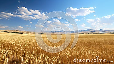 field wheat farm Cartoon Illustration