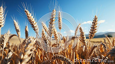 Field of wheat. Generative AI. Stock Photo