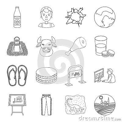 Fields, ritual, building and other web icon in outline style. transport, finance, history icons in set collection. Vector Illustration