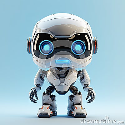 Fierce and Adorable Robot in Full Growth: Perfect for Metaverse Gaming. Stock Photo