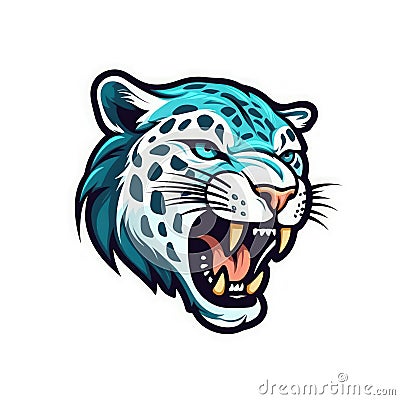 Fierce Jaguar Mascot Logo on White Background . Stock Photo