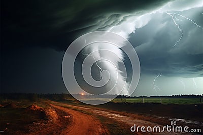 A fierce and powerful tornado, a devastating natural phenomenon Stock Photo