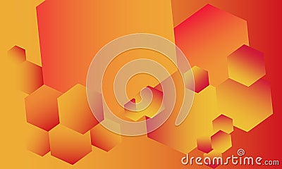 Fiery abstract background full of various hexagons Vector Illustration