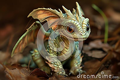 Fiery Baby dragon. Generate Ai Stock Photo