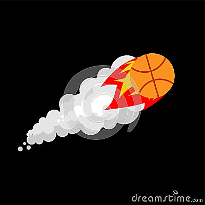 Fiery Basketball isolated. Flying gaming ball vector illustration Vector Illustration