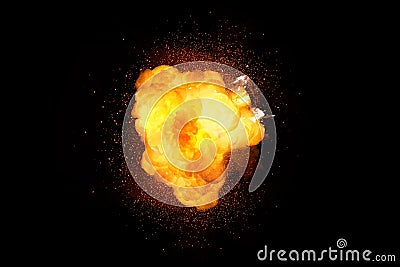 Fiery bomb bright explosion Stock Photo