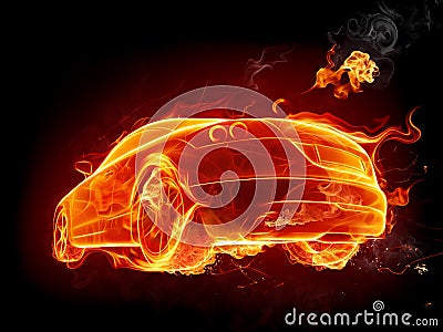 Fiery car Stock Photo