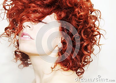 Fiery Curly Hair Stock Photo