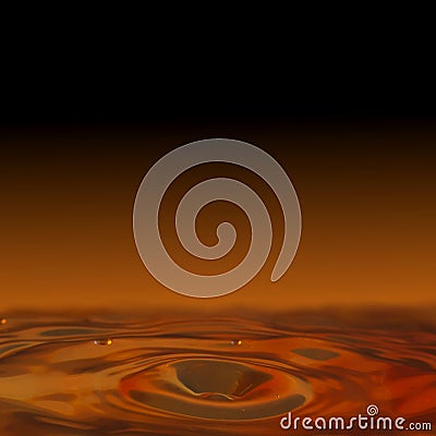 Fiery dripping liquid, small drops and crater Stock Photo