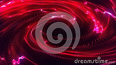 Fiery Energy Vortex. Red liquid hypnotic looped aqua swirl turning. Luminous whirlpool. Abstract digital swirl. Motion Stock Photo