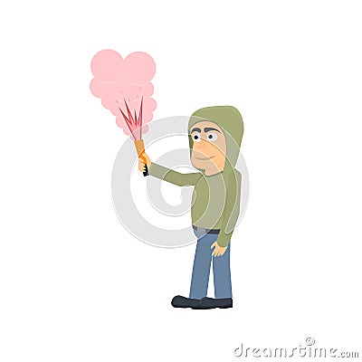 Fiery fires. A man with a torch. Fireshow, vector illustration Vector Illustration