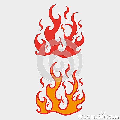 Fiery flame, burning fire, ring fire strips Vector Illustration