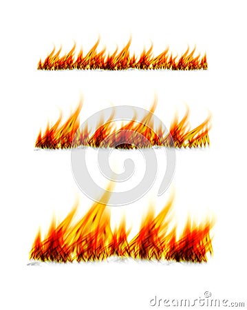 Fiery flames on a white background. Fire bonfire. Vector illustration Vector Illustration