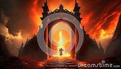 fiery gate to hell Stock Photo